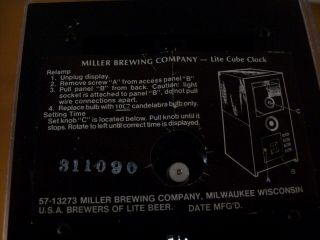 Vintage Miller Lite Beer Lighted Clock 9  X 5 4