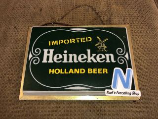 Vintage Heineken Bar Beer Sign Imported Holland Green -