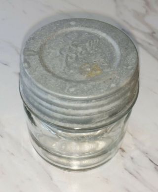 Vintage K in Keystone Knox Mason half pint jar & zinc Ball lid Have multiples 3