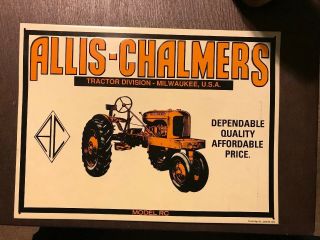 Vintage Allis Chalmers Tractor Model Rc Sign Embossed Folded Edges Milwaukee Aaa