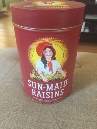 Vintage Sun - Maid Raisins Collectible Tin Can