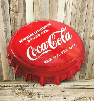 Coca - Cola Coke Soda Pop Embossed Bottle Cap 18 " Metal Tin Sign Vintage Decor
