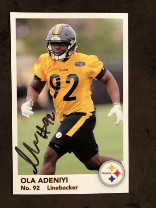 Ola Adeniyi Autograph Pittsburgh Steelers Signed 5x8 Photo Rare
