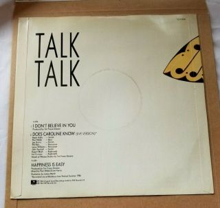 TALK TALK - I Don ' t Believe in You - 12 inch Vinyl 1986 - 12 R 6144 3
