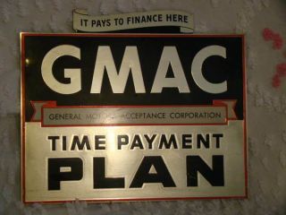 Gmac General Motors Financing Time Payment Plan Advertising Metal Sign Chevrolet
