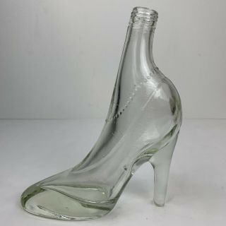 Clear Molded Glass High Heel Shoe Bottle Glass Slipper Stiletto 8 1/4 " Tall