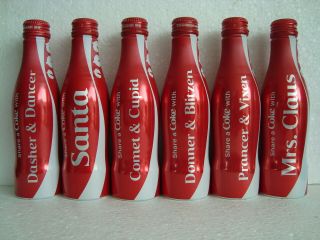 Rare Coca Cola “christmas” Aluminium Bottle Set From Usa 2015