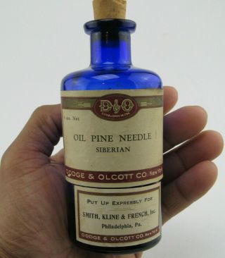 Cobalt Oil Pine Needle Siberian Bottle Dodge Olcott Ny Smith Kline French Phila