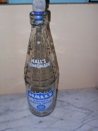 Halls Bottle 26oz Soft Drink Ceramic Label Screw Top Internal Thread