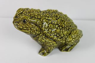 Vintage Made In Japan Bumpy Frog Toad Green Porcelain Realistic