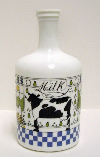 Country Cows Milk Glass Milk Bottle Jug 1/2 Gal By Alan Wood Lillian Vernon 1982