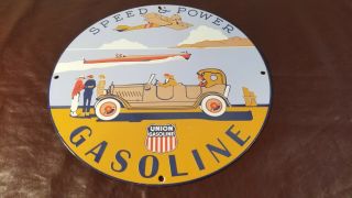 Old Vintage Union Gasoline Porcelain Gas Motor Oil Service Station Pump Sign
