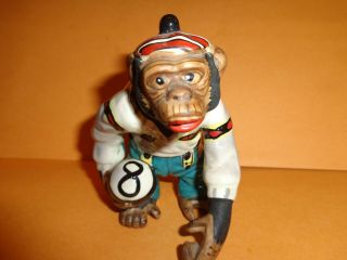 Cute Ceramic Porcelain Chimpanzee Monkey w/ T - Shirt /Hat & 8 Ball 4