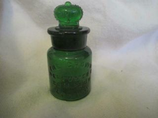 A3 Antique Crown Perfumery Emerald Green Perfume Salts Bottle - Figural Stopper