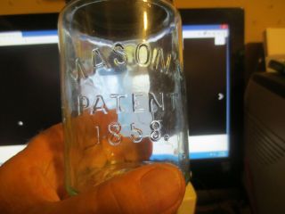 Mason`s Patent 1858.  Straight Sided Pint With.  " Port " On The Reverse - With Cap