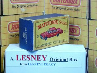 Matchbox Lesney 59b Ford Fairlane Fire Chief Car Type D Empty Box