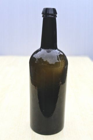 Antique C1850s Black Glass Wine Bottle Three Part Mould Pimple Pontil Crude Made