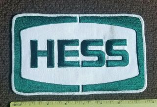 Vintage Hess Gas Station Oil Logo Patch Uniform Green Shirt Jacket Large Patch