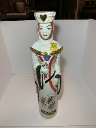 Vtg 1969 Ezra Brooks Queen Of Hearts Whiskey Decanter Heritage China