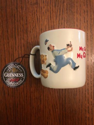 W/tag My Goodness My Guinness Beer Ceramic Mug Coffee Cup Raised Horse Lion