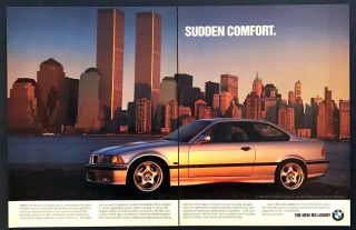 1995 Bmw M3 Luxury Sedan World Trade Center Photo Nyc Skyline 2 - Page Print Ad