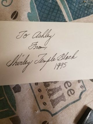 Shirley Temple Black Signed And Inscribed Index Card