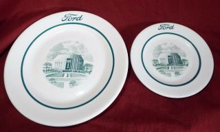 2 Vintage Ford Motor Company Advertising Cafeteria 9 " & 6 1/4 " Plates Rotunda