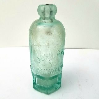 Antique John Graf Hutchinson Blob Top Soda Bottle Milwaukee 7 " Embossed