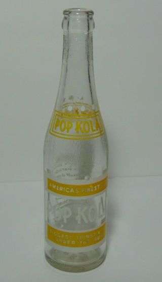 Antique Old Vintage 1952 Pop Kola Soda Pop Advertising Bottle Marceline Missouri