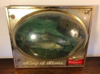 Vintage Lighted 3d Bubble Rainbow Trout Fishing Light Budweiser Beer Bar Sign