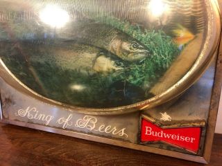 Vintage Lighted 3D Bubble Rainbow Trout Fishing Light Budweiser Beer Bar Sign 2