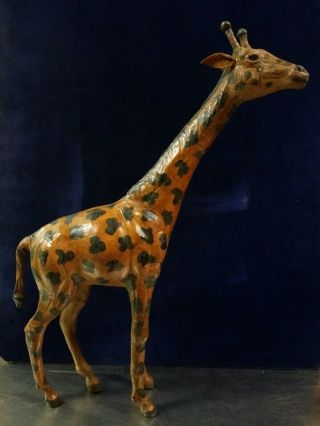 18 " Tall Leather Giraffe Figurine Sculpture