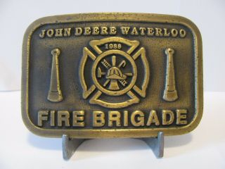 John Deere Waterloo Fire Brigade Belt Buckle 1988 Ltd Ed 1 Of 50 Employee Only