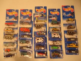 30 Older Hot Wheels Diecast Toy Cars Numbered Blue Cards First Editions No Res.