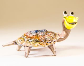 Smiley Turtle " Tortoise " Hand - Blown Russian Glass Figurine " Murano " Style A97