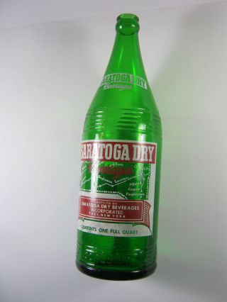 Saratoga Dry Beverages Soda Bottle Troy Ny Qt.  Vintage