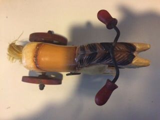 Vintage Wood Rocking Horse On Tricycle Wheels Rustic Country Doll Toy 4