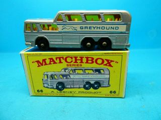 C1960s Matchbox Lesney Greyhound Bus Diecast Toy Model Vehicle No 66