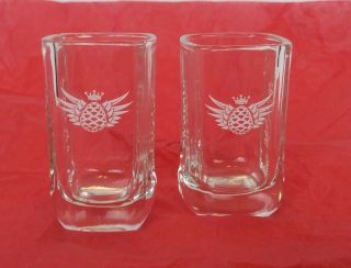 Avion Tequila Square Clear Shot Glass Shooters Set Of 2