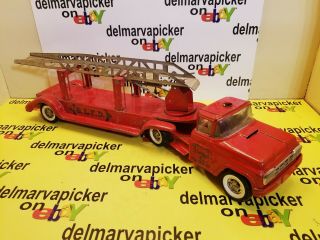 1950s Buddy L Blfd 3 Pressed Steel Extension Ladder Fire Truck Toy Vintage
