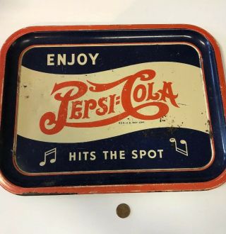 Authentic Vintage Pepsi Cola Metal Advertising Serving Tray M - 40