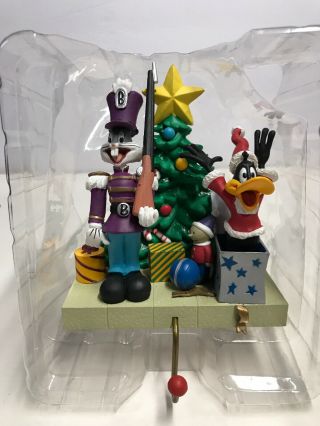 1996 Looney Tunes Christmas Stocking Hanger Holder Bugs Bunny Daffy Duck S3