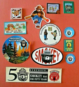 12 Smokey Bear Magnets - - Each Different - - - Forest Fires,  Wildfires