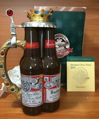 Anheuser Busch Ab 2001 King Of Beers Members Only Club Stein Budweiser Bottles
