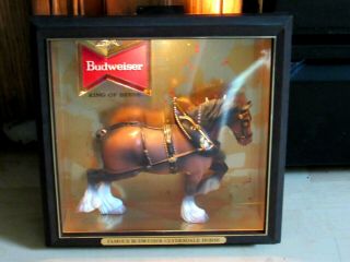 VINTAGE 1950 ' s BUDWEISER BEER CLYDESDALE SHADOW BOX BAR LIGHT SIGN 1 5