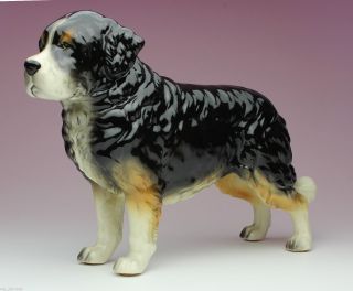 Bernese Mountain Dog Porcelain Figurine Statue Japan Berner Sennenhund