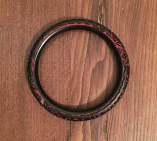Vintage Pretty And Rare Black And Red Cinnabar Bracelet