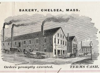 Rare Advertising Billhead Austin Bakery Crackers 1869 Chelsea Ma Graphic Boston