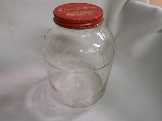 Vintage Glass Duraglas Cream Corn Starch Jar W Tin Lid Storage / Garden Canister