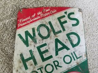 Wolfs Head Oil Sign Gas Station Service Farm Truck Car Bus Vintage Old Garage 2